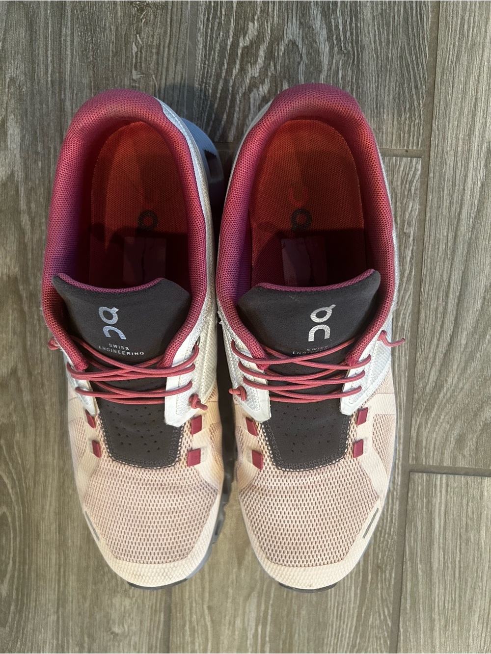On Running Women's Pink and Maroon Athletic Shoes